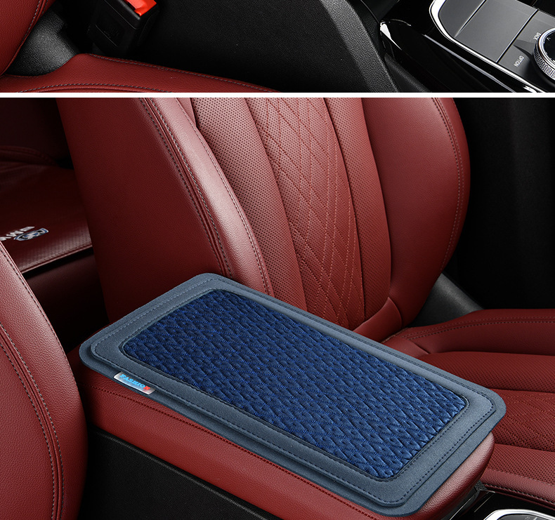 Manufacturer's Direct Cross-Border Sales of Car Ice Silk Cooling, Breathable, Non-Slip Armrest Box Mats, Comfortable and Universal Armrest Pads for the Car Interior