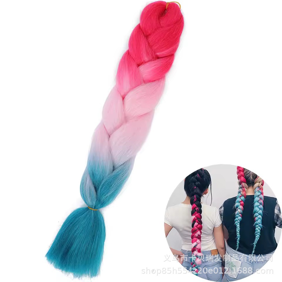 Xuchang pelucas al por mayor seda de alta temperatura teñido africano gran trenza jumbobraid fibra química colorida trenza sucia venta caliente