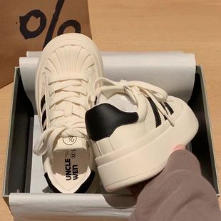 Shell Head Black Board Shoes Women's 2025 Early Spring New Thick Sole High Color Value Casual Sports Big Head Cute Board Shoes for Women