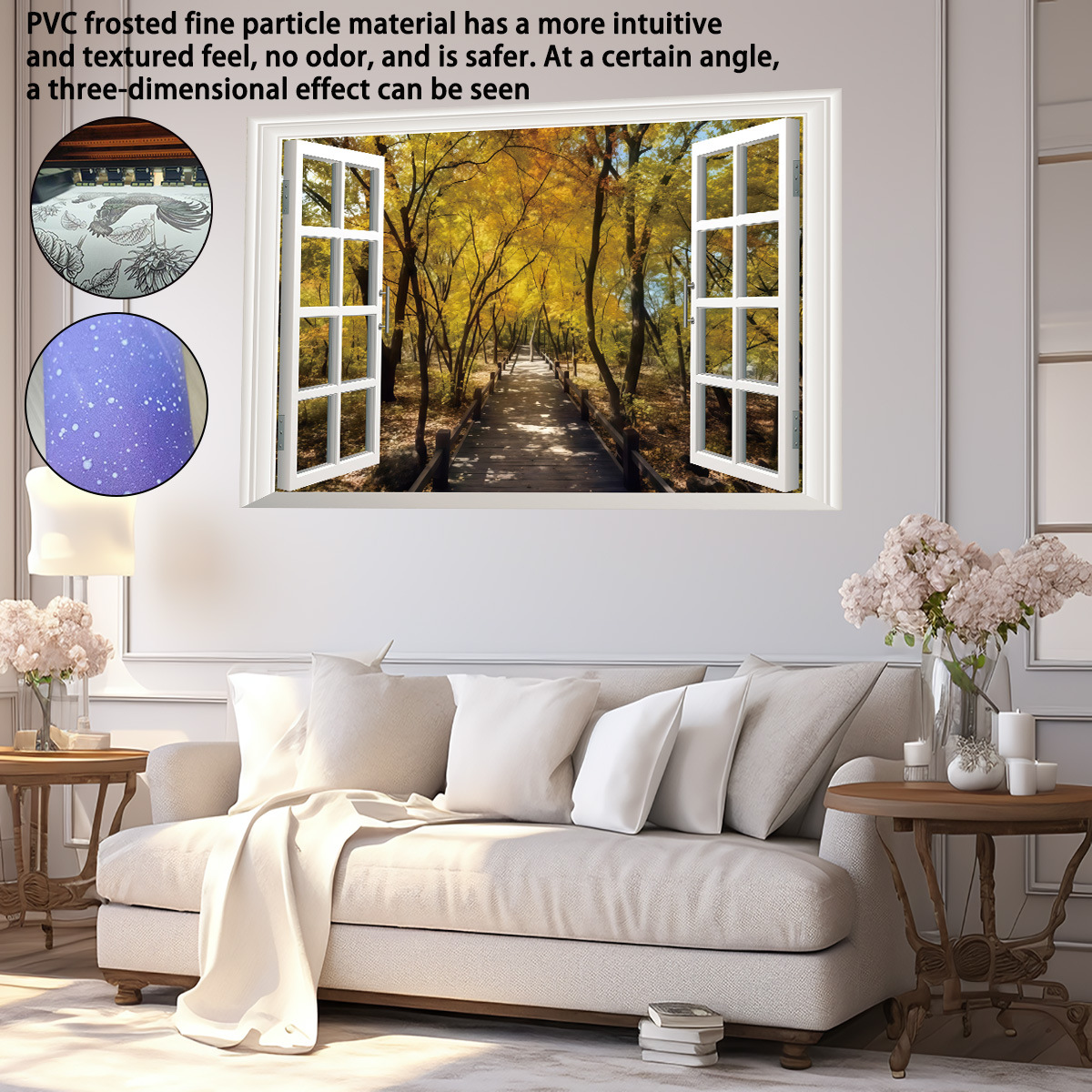 Decorazioni per la casa transfrontaliere Simulazione di sentieri nel bosco Rinnovo di pareti Finestra stereoscopica 3D Pittura di paesaggi_voghion.com