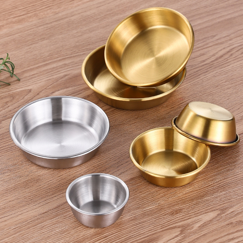 韩式商用金色小菜碟304不锈钢酱料碟番茄酱黑椒芥末调味碟蘸料碟