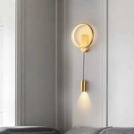 床头壁灯卧室全铜新款现代简约设计师轻奢极简客厅电视背景墙壁灯