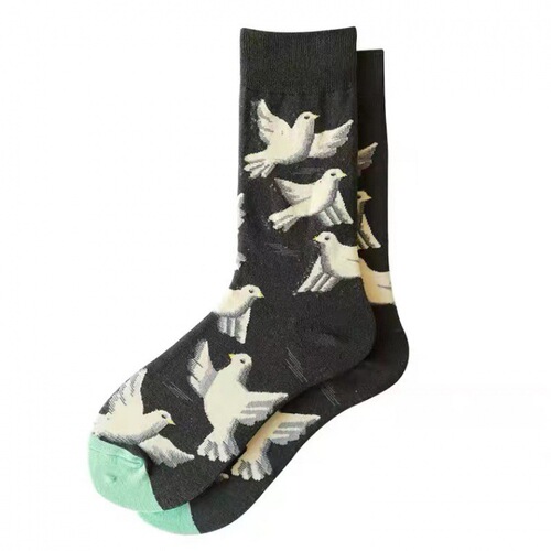 Fashion Brand Ins Style Retro Kids and Peace Dove Cartoon Men's and Women's Long Socks Fashion Couple Street Skateboard Sports Mid-Calf Socks 