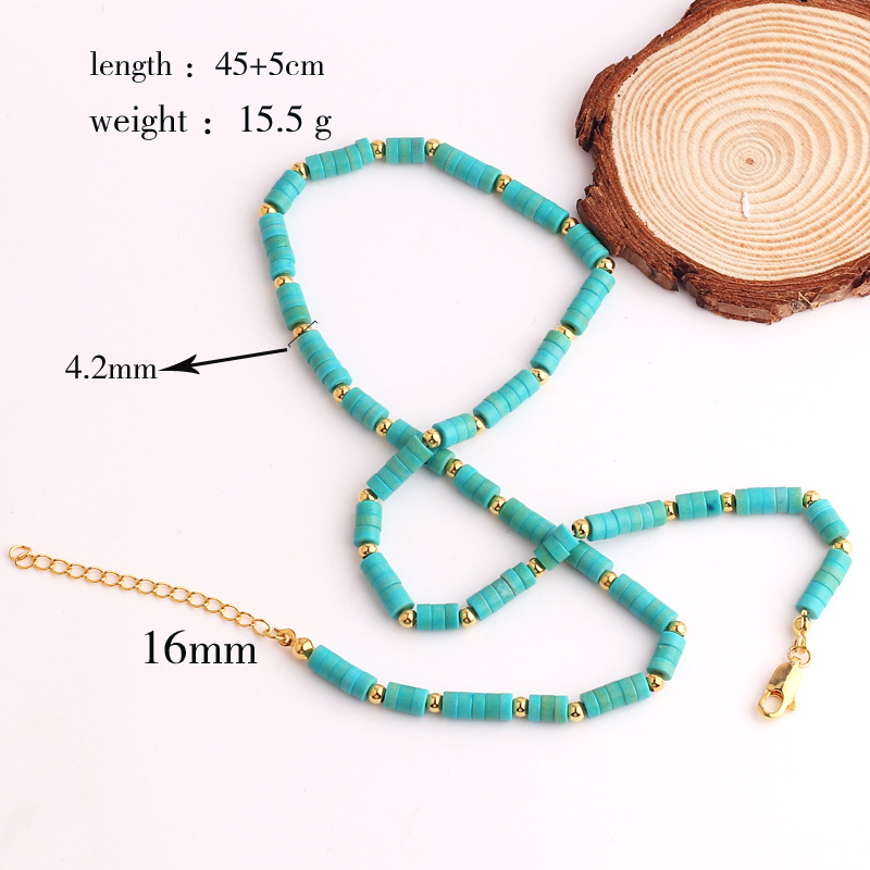 Retro Geometric natural stone Gold Plated Necklace 1 Piece