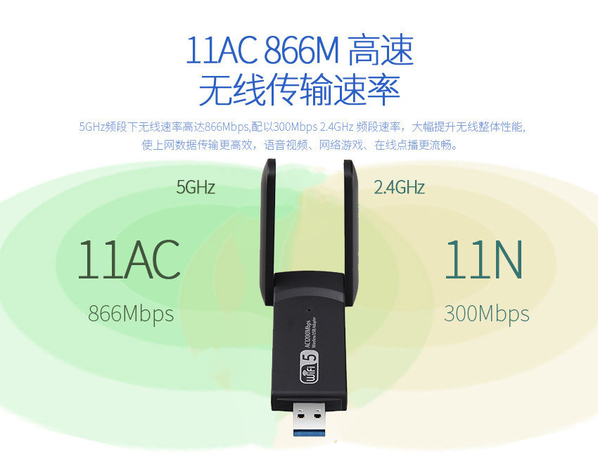 升级1300M双频无线网卡2.4G/5.8G台式机千兆WIFI信号接收发射器详情18