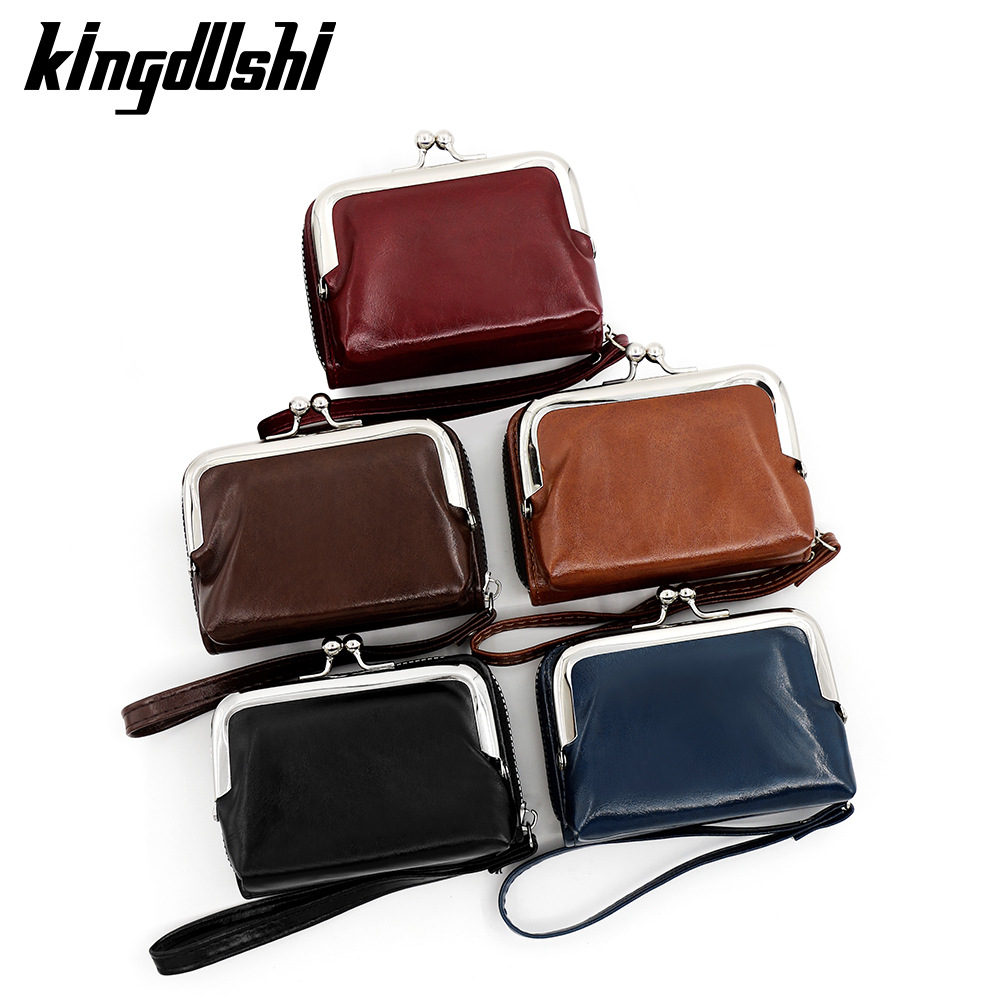 Kingdushi nueva moda bolso de tarjeta de cambio bolso de mujer transfronterizo con hebilla monedero con cremallera de 4 pulgadas bolso de mano