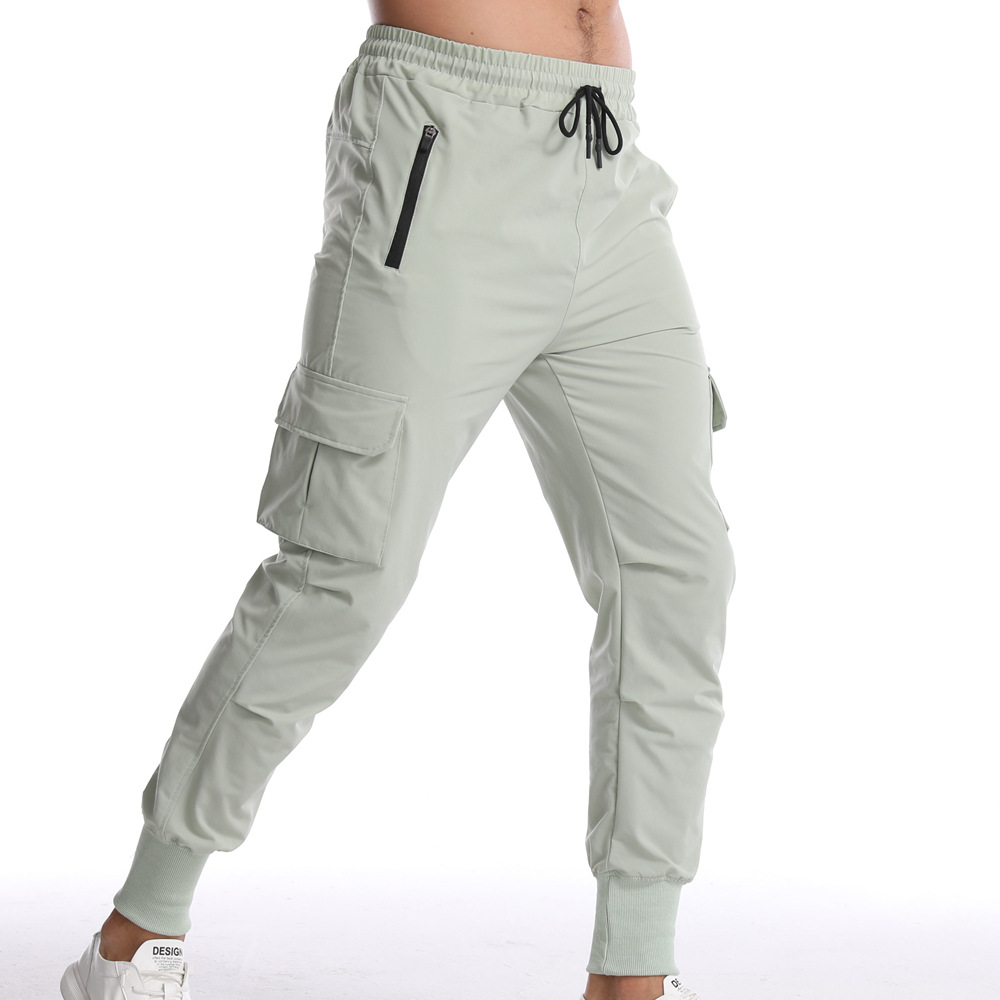 Pantalones deportivos casuales para hombre, transpirables, elásticos, de nailon tejido, ajustados, para correr, entrenar, con corte ajustado.