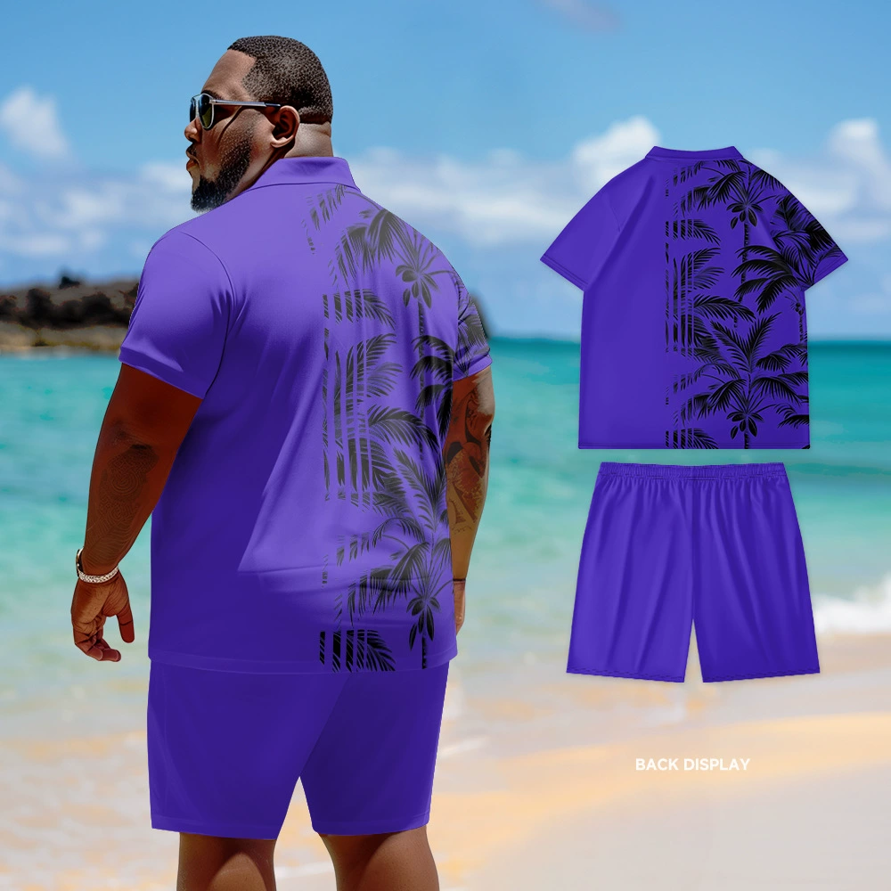 Polo, summer set, shorts, European style, oversize, with short sleeve, plus size