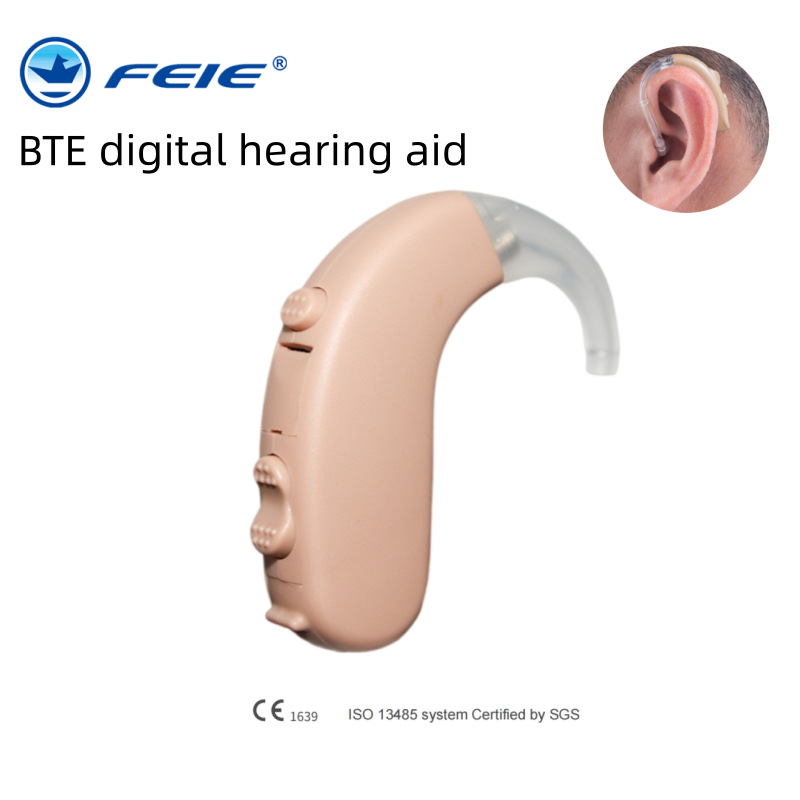 飞鹅跨境电商耳背式助听器电池款声音放大器数字老人HEARING AID