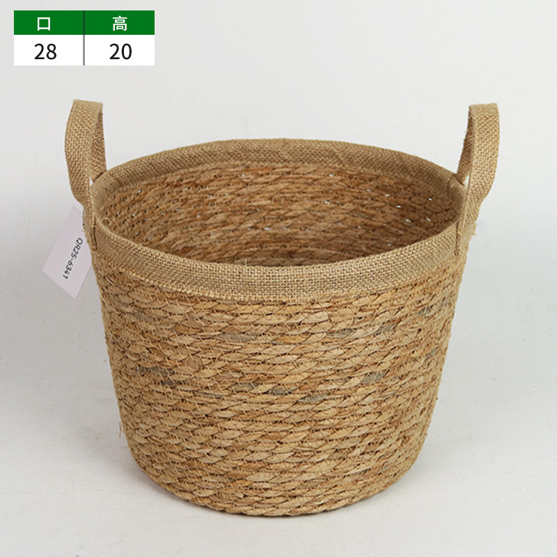 Maceta de Hierba Tejida a Mano Decorativa para Interior y Balcón