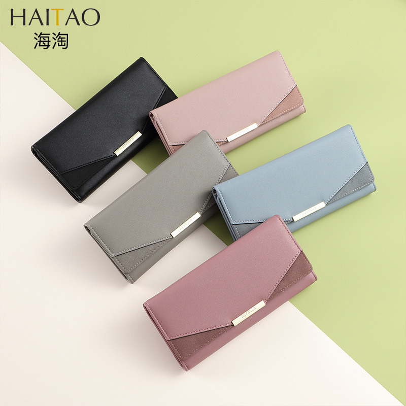 Haitao billetera de mujer simple estilo coreano embrague cartera transfronteriza moda cartera larga Cartera de mujer simple titular de la tarjeta lote