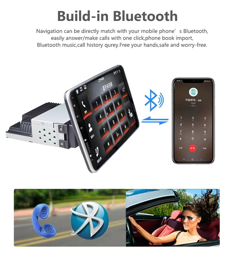 10inch Single-Spindle Shaking Head Car-Mounted Android Navigation Gps Screen Bluetooth Mobile Phone Interconnection Globally Universal Adapter