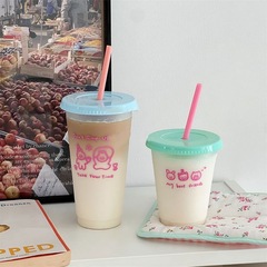 Summer Candy Color Plastic Cup Girly Heart Water Cup Outdoor Portable Coffee Milk Tea Cup Large Capacity Straw Cup