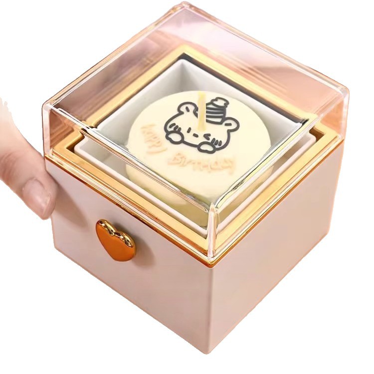 Qixia regalo del día de San Valentín torta de oso sorpresa giratoria caja de anillo de cumpleaños para enviar novia propuesta de matrimonio confesión