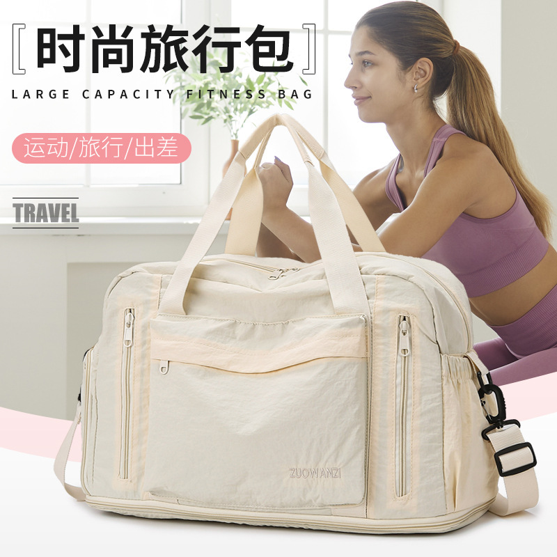大容量の短距離旅行バッグ、女性用ポータブル軽量出張荷物バッグ、男性用拡張クロスボディ防水スポーツフィットネスバッグ|undefined