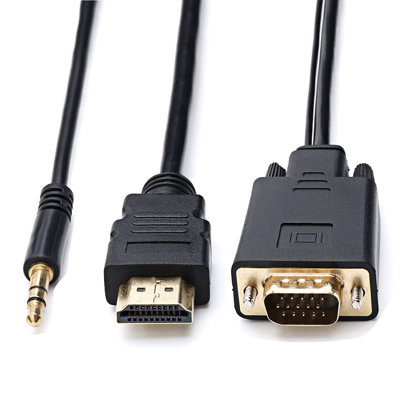 Оптический компьютерный/телевизионный адаптер Yiwen, преобразователь VGA в HDMI + питание USB + аудио (кабель для передачи и питания)