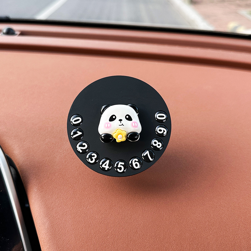 Número de matrícula de estacionamiento temporal del automóvil lindo panda teléfono móvil teléfono móvil placa de matrícula móvil accesorios de automóvil adorno femenino