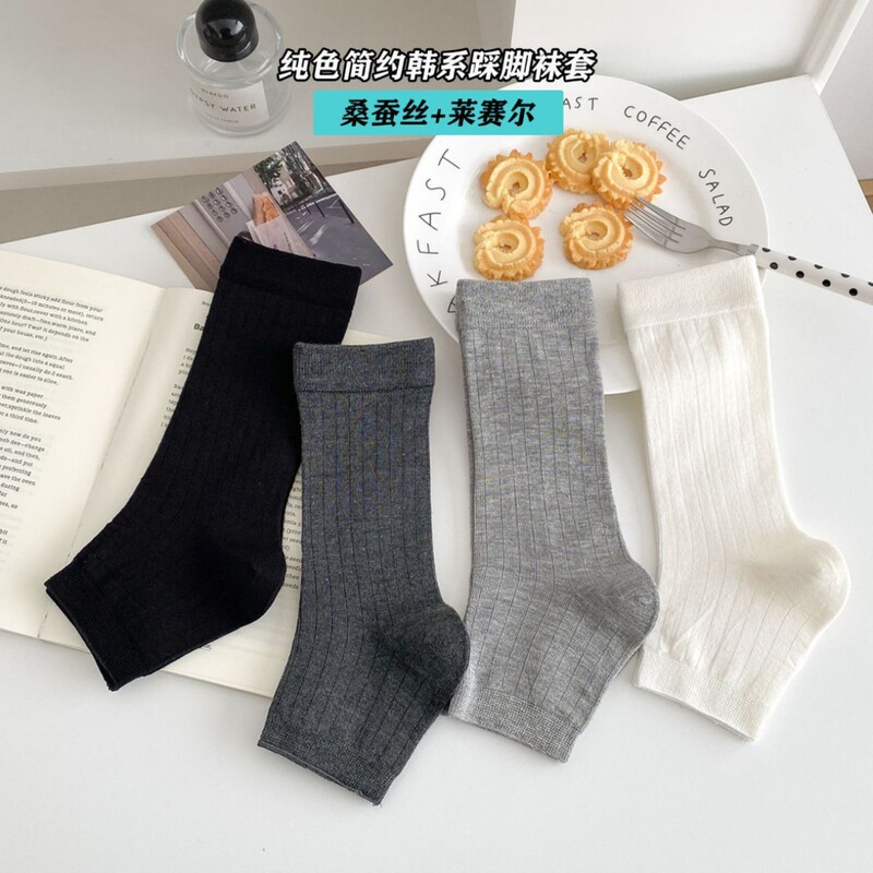 Women's Summer Thin Footless Socks, Half-Calf Socks, Heel Socks, Gray Leg Warmers, White Mid-Calf Socks Women's Summer Thin Footless Socks, Half-Calf Socks, Heel Socks, Gray Leg Warmers, White Mid-Calf Socks