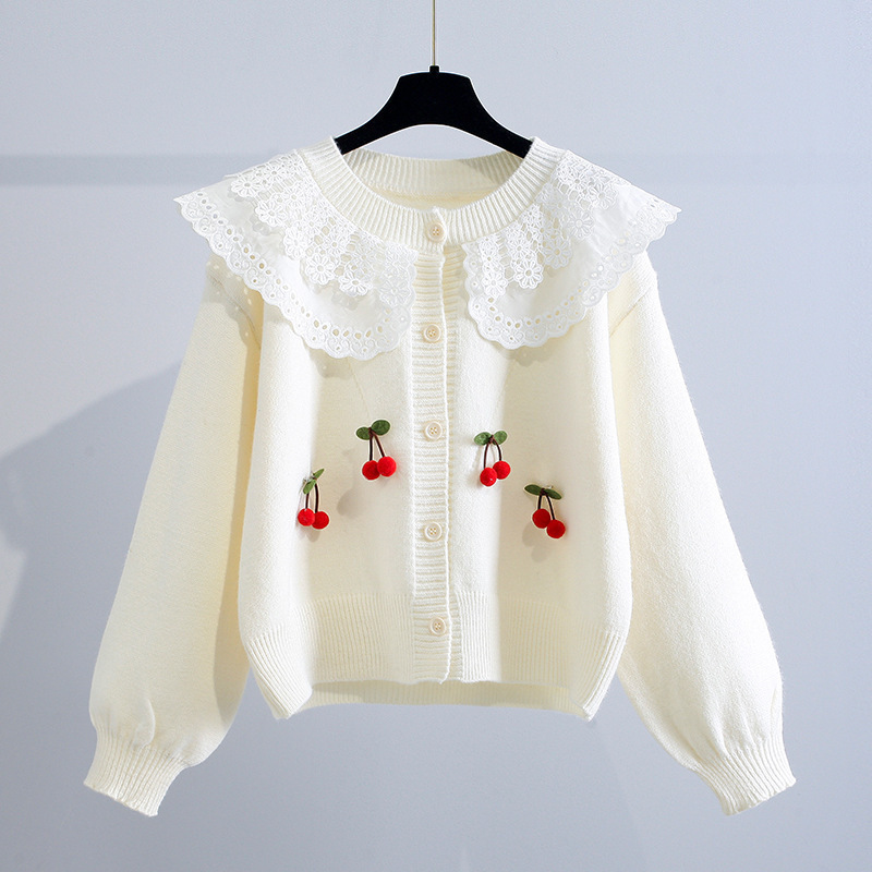 2025 New Autumn and Winter Outer Wear Age-Reducing Sweater Women's Jacket Korean Cherry Gentle Style Doll Collar Knitted Cardigan for Women 2025 New Autumn and Winter Outer Wear Age-Reducing Sweater Women's Jacket Korean Cherry Gentle Style Doll Collar Knitted Cardigan for Women