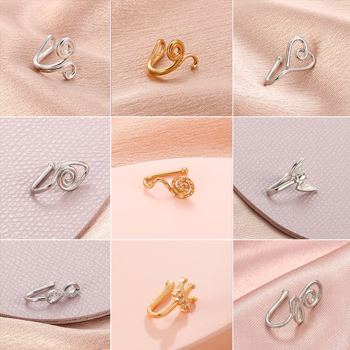 European and American cross-border hot-selling zircon U-shaped nose clip African personalized non-piercing fake nose ring nose ornament piercing jewelry
