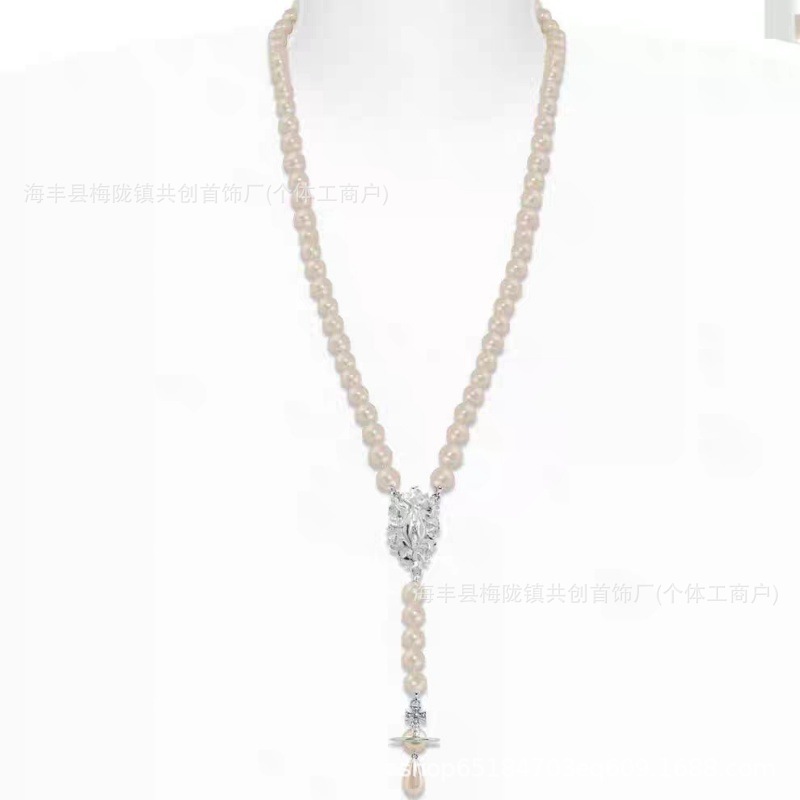 西太后小香风锁骨项链现货小众设计森系轻奢简约珍珠项链|undefined