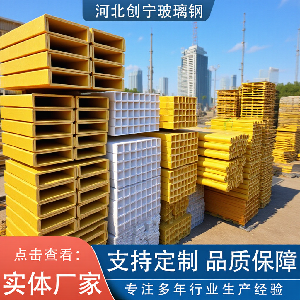 玻璃钢拉挤型材槽钢角钢方管圆管矩形管玻璃钢围栏化工厂操作平台
