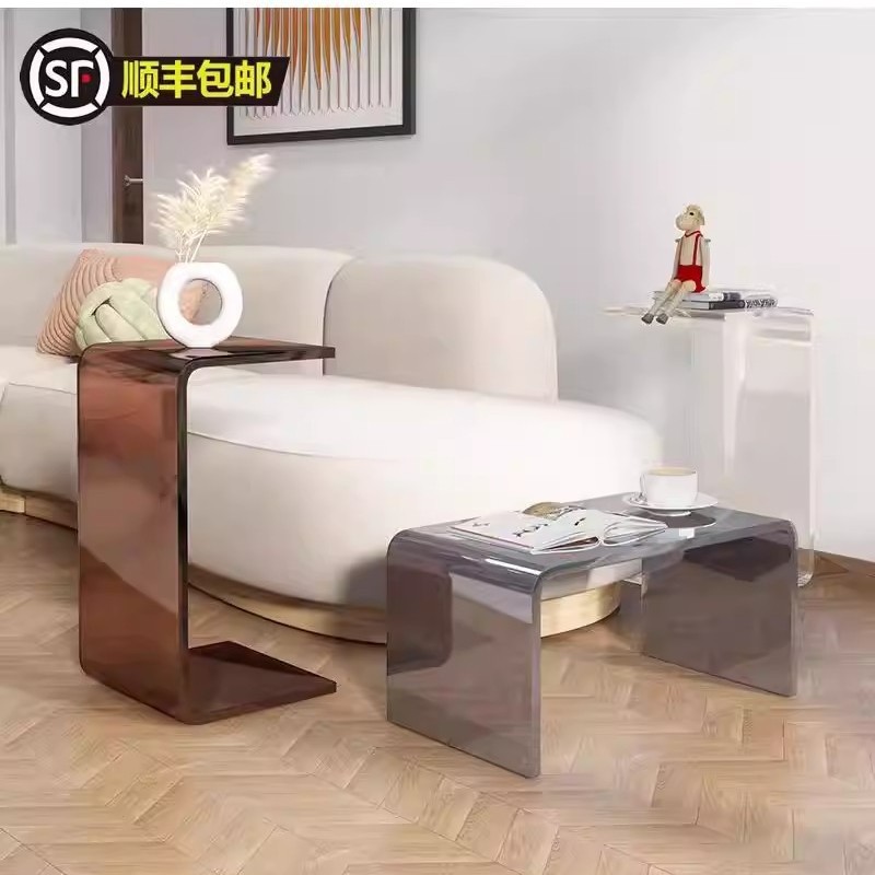 Acrylic Coffee Table, Transparent and Simple, Trendy Home Side Table, Nordic Bedroom Corner Table, Sofa Side Cabinet, Bay Window Small Table