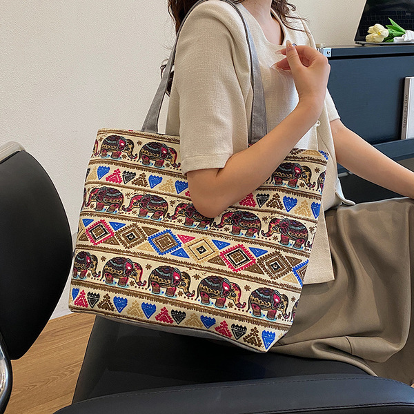 ethnic cartoon one-shoulder bag