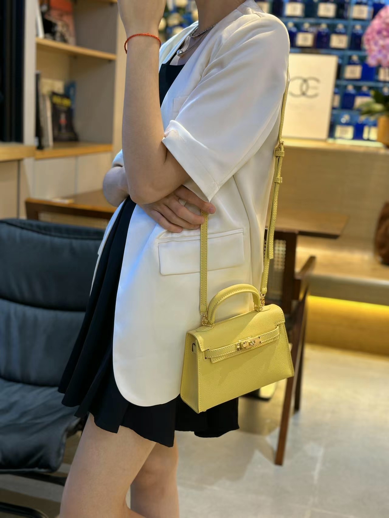 Túi xách mini nữ Kelly cao cấp kiểu mới đeo chéo xách tay 20x6x13 cm — bơ xanh chi tiết 5