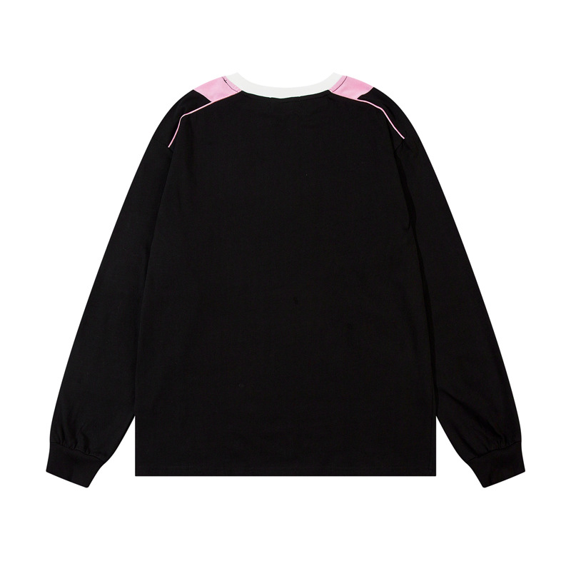 Men's Clothing Atmosphere Color Matching Loose Crewneck Long-sleeved T-shirt Sweatshirt Men's and Women's Instagram Popular Brand All-match Top_voghion.com