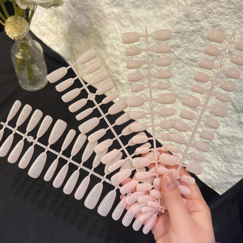 Sheep Fat Jade Base Color Wearable Nail Art with a High-End Feel, Elegant and Complexion-Enhancing Nail Stickers, 30 Pieces of Pre-Made Nail Polish Gel Spray-On Nail Tips