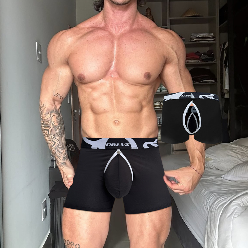 Orlvs Men's Removable Pouch Boxer Briefs Sexy Low-Waist Modal Close-Fitting, Comfortable and Breathable Or6414