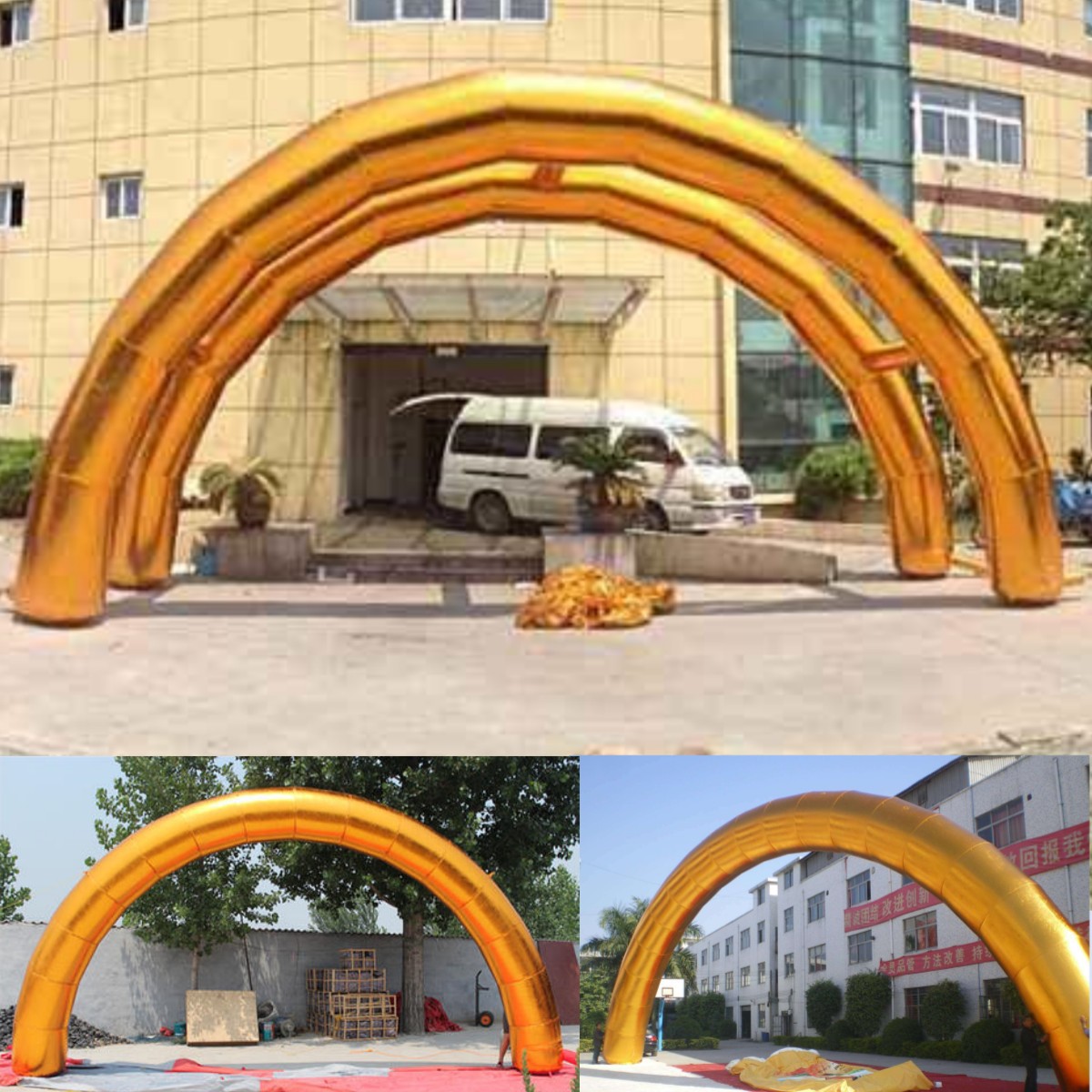 充气开业金色拱门双龙拱门婚庆庆典立柱气模6/8/10/12米彩虹门
