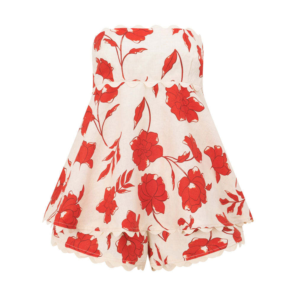 Women's Gender Vacation, Simple Style Style Holiday Women's Vacation Simple Style Flower Linen Polyester Hemp Shorts Co-ord Set Shorts Sets
