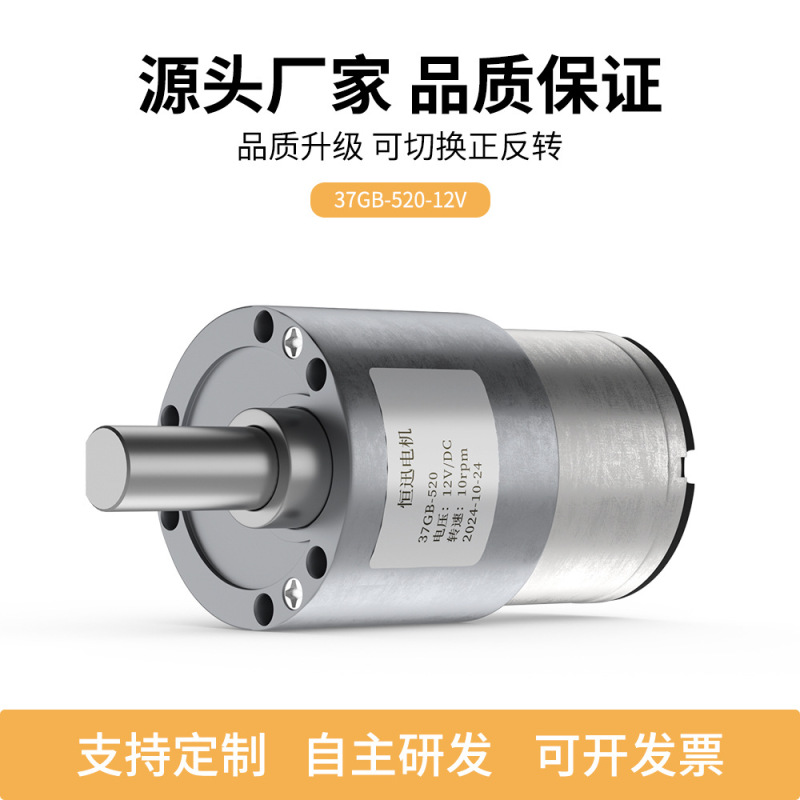 37Gb-520-12V High Torque Adjustable Speed Brushed Motor with Forward and Reverse Rotation Micro Dc Planetary Gear Motor