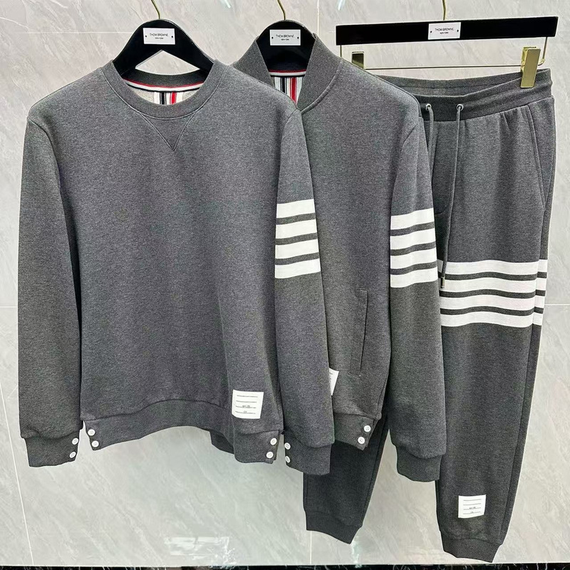Factory Direct Sale Tb Cotton Long Pants with Colorful Stripe Back Sweatshirt Baseball Jacket Unisex Casual Sports Suit