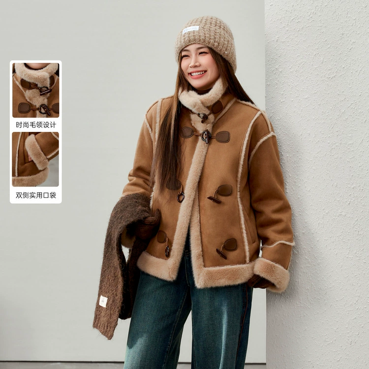 [Кожаное ремесло ретро-карри теплая куртка] Funny Show большой размер женский толстый mm2025 весенний новый