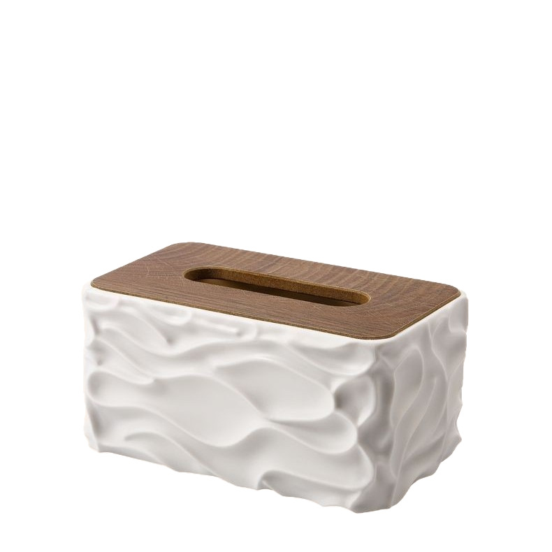 Escritorio creativo simple de gran capacidad rayas caja de extracción de papel plástico hogar sala de estar cubierta de madera caja de servilletas de servilletas