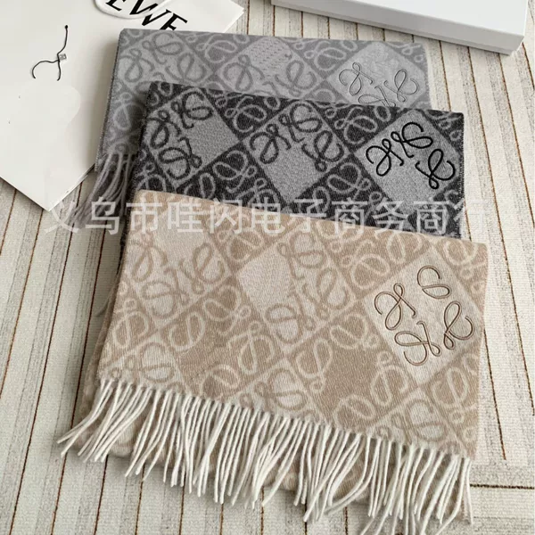 Autumn and Winter New Solid Color Checkerboard Elegant High-End Scarf Imitation Cashmere Air Conditioning Thickened Warm Shawl for Women