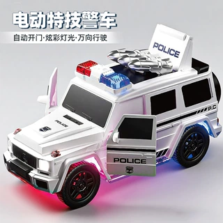 儿童变形玩具车电动开门警车灯光音乐越野车万向汽车模型男孩礼物