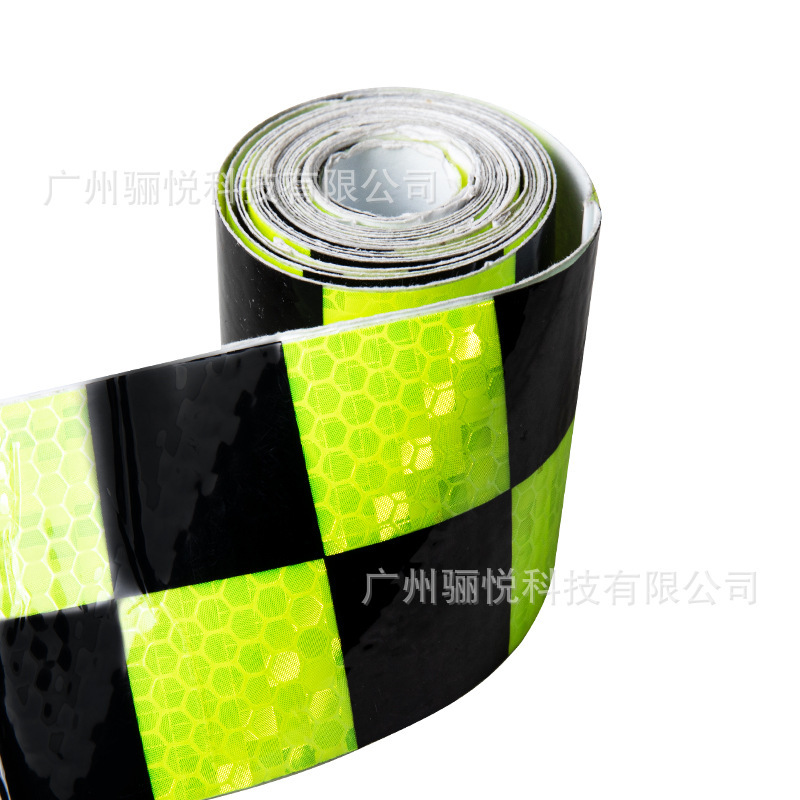 Night Warning Stickers Traffic Column Reflective Stickers Lattice Reflective Stickers Tape Safety Warning Black and White Red Yellow Blue Reflective Stickers