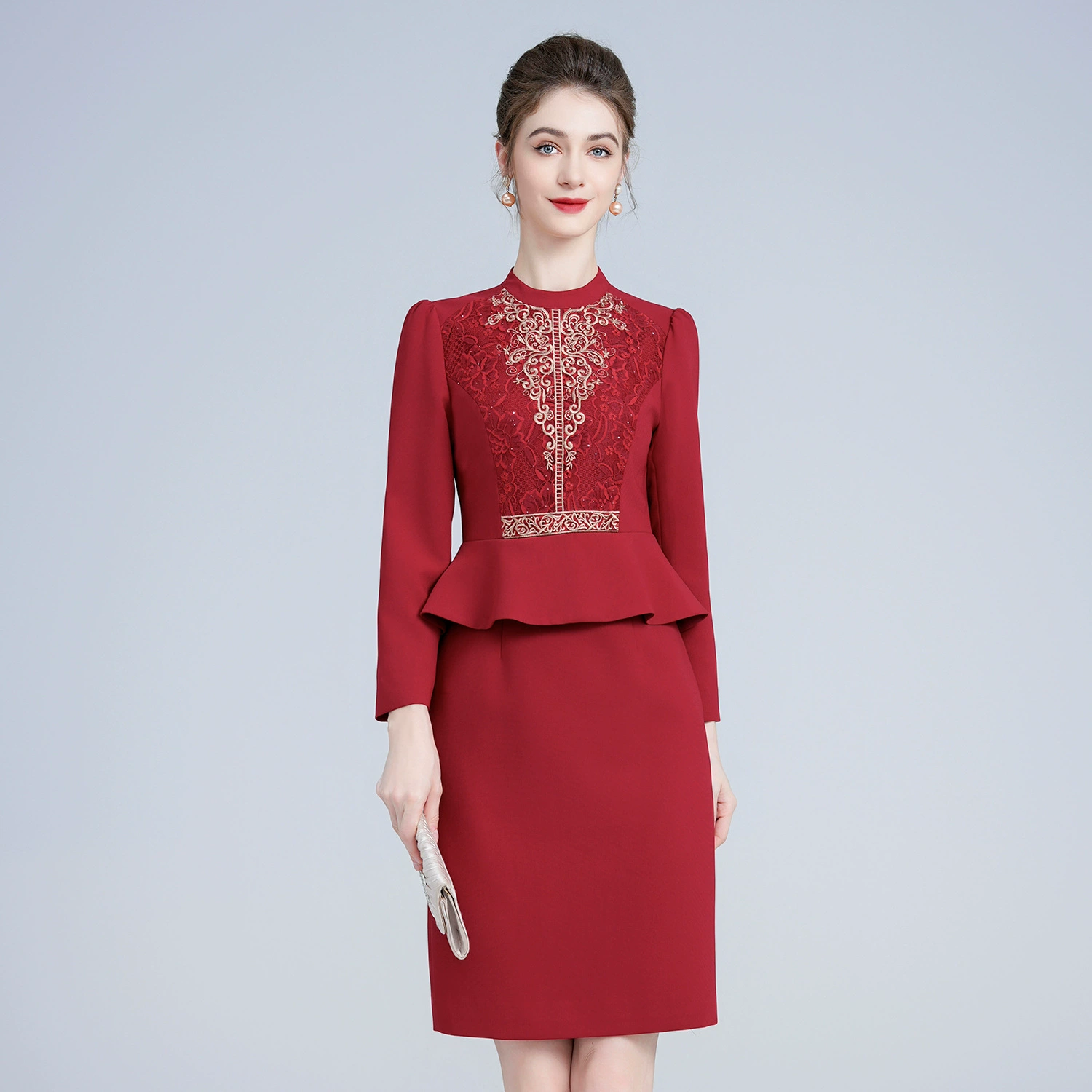 Поколение бренда Шэньчжэнь пожилых банкетное платье плюс размер поддельные два платья Мать-в-законе