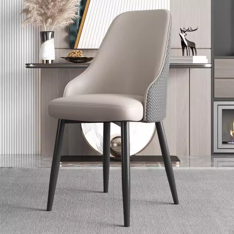 Mz Light Luxury Nordic Chair for Home Use, Simple Modern Backrest Chair, Minimalist Dining Chair, Leisure Leather Stool, Dining Table Chair