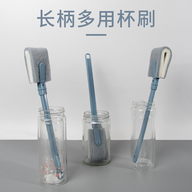 Cepillo de taza de mango largo cepillo de taza retráctil cepillo de botella de leche alargado cepillo de limpieza de taza de calor esponja colgante cepillo de lavado de botella