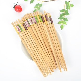 New Wholesale Bamboo Five-Color Printed Chopsticks for Home Takeout and Meal Sharing, Chinese Style, Environmentally Friendly, Low-Price Bamboo Chopsticks
