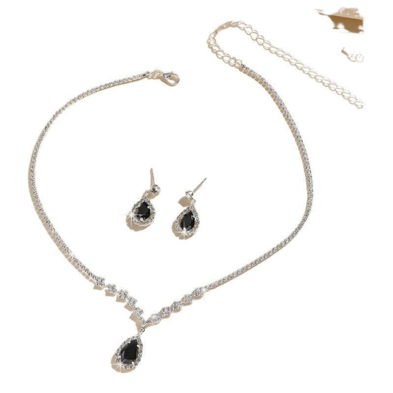 Heißer verkauf exquisite kralle kette halskette ohrringe set zwei stück set wasser tropfen halskette schlüsselbein kette abend zubehör für frauen_voghion.com