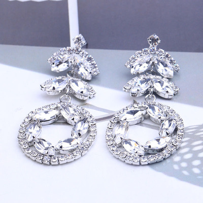 DH Europe and America atmosphere Luxurious Earrings Jewelry Exaggeration ring Diamond alloy Earrings lady marry Earrings wholesale