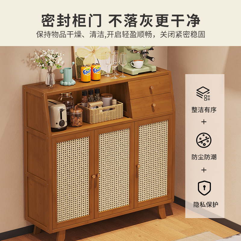 厨房餐边柜复古边柜客厅置物柜落地橱柜咖啡靠墙一体储物柜茶水柜|undefined