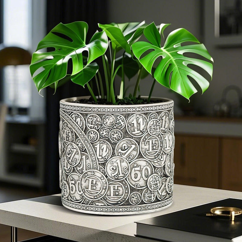  Specializes in Retro Hand-Painted Coin Flower Pots, Resin Ornaments, Home Desktop Decorations, Garden Bonsai Small Gifts