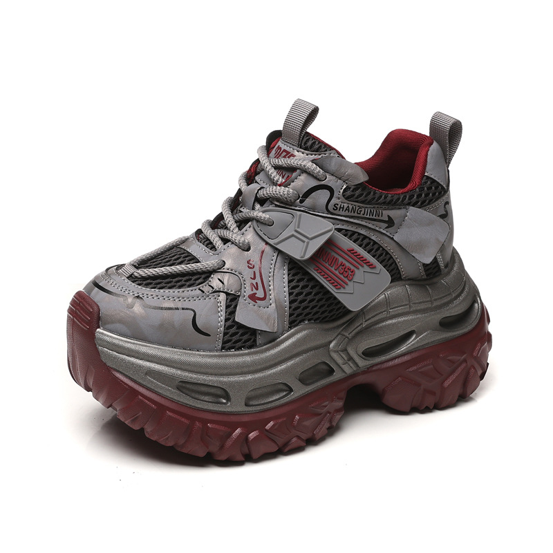 Giày sneaker nữ chunky đế dày tăng chiều cao 9 cm phong cách thể thao — sâm panh